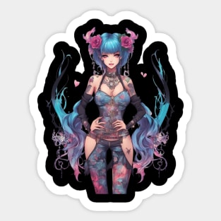 Sorrowful Serenade Emo Goth Anime Girl Sticker